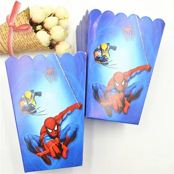 6pcs/set Amuzant Spiderman Petrecere de Aniversare pentru Copii Provizii de Popcorn Cutie Cutie Favoarea Accesoriu Ziua super-Erou Decor Petrecere 1