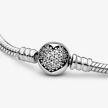 Noua Modă În 2021 Argint 925 Inima Spumante Pavé Incuietoare Lanț De Șarpe Brățară De Femei De Moda, Bijuterii Originale Cadouri