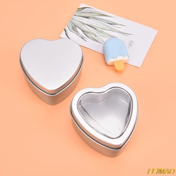 10buc Inima Cutii Metalice Goale in Forma de Inima de Argint Cutii Metalice cu Geam Clar