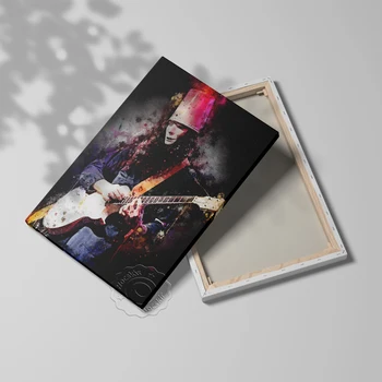 Acuarelă Prostănac Chitaristul Poster, Brian Patrick Carroll Muzician Portret De Arta De Imprimare, De Epocă Culoare Desen De Decor Acasă