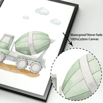 Desene Animate Vehicul De Construcție Băiat Pepinieră Arta De Perete Panza Pictura Nordică Postere Si Printuri Poze De Perete Copilul Decor Camera Pentru Copii