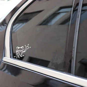 Autocolant auto Frog Design Creativ, Decorare Auto Usa din PVC rezistent la apa si Soare Decal Negru/argintiu 12.8 cm * 15.3 cm