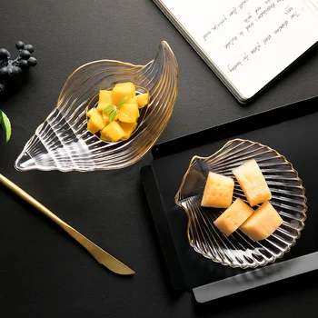 Nordic Ins Bucătărie Ocean Serie Aurit Tăiate Veselă Din Sticlă Creative Scoică Farfurie Desert Bol De Salata De Fructe Unt Placa