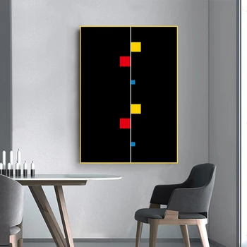 Piet Cornelies Mondrian Clasice De Geometrie Linie Roșu Albastru Galben Compozitie Panza Printuri Tablou Poster De Perete Poza Decor Acasă
