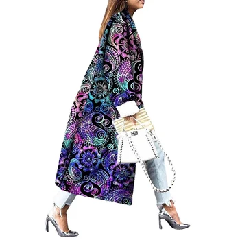 Suofun Casual Toamna Iarna 2021 Moda Culoare De Potrivire Rever Tipar Digital Dublu Se Confruntă Tweed Palton Pentru Femei, Haine De Lână