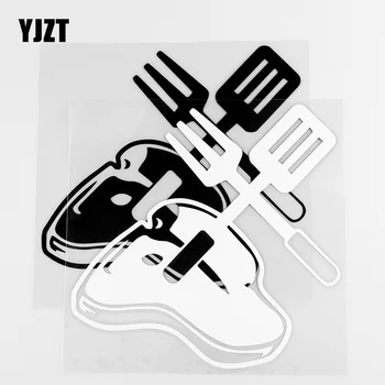 YJZT 14.6 X 14.6 CM Personalitate Alimente Vinil Decal Friptura de Artă Murală Frumos Autocolante Auto Negru / Argintiu 10A-0753
