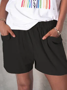 Pantaloni scurți Femei de Vara de Culoare Solidă Talie Elastic Harajuku Y2K pantaloni Scurți Femme Bermuda Ropa Mujer de Îmbrăcăminte pentru Femei 2021 Plus Dimensiune