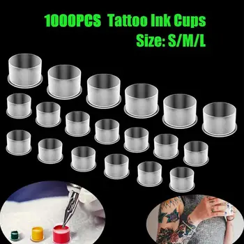 1000pcs de Plastic de Unică folosință Cerneală Tatuaj Cupe Vopsea Titularul Accesoriu Capac Calitate de Top Clar Machiaj Permanent Pigment Container