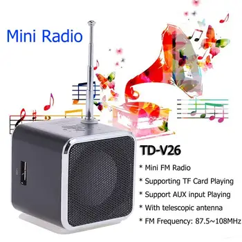 Mini Radio FM Digital, Boxe Portabile w/Receptor Suport TF Card de U disc 1.0 inch ecran LCD de radio FM 87.5-108 MHz Difuzor