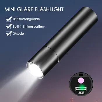USB Reincarcabila Mini Lanterna LED-uri Built-in baterie 3 Modul de Iluminare WaterproofTorch Portabil Elegant Costum pentru Iluminat de Noapte