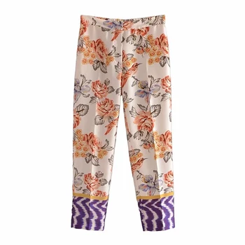 Za Femei 2021 Vara Chic Tipărite Sacou Casual Haina Retro Imprimate Pantaloni Înguste Elegant cu Maneca Lunga Femei Îmbrăcăminte Set