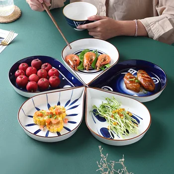 Platou Ceramic tacamuri combinație Creativă plăci de uz Casnic de mână-pictat feluri de mâncare de pește Feluri de mâncare Japoneză și coreeană feluri de mâncare