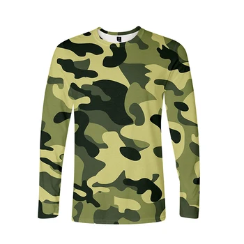 Moda Design plin de culoare de Camuflaj Imprimare 3d Tricouri Barbati Femei T-shirt cu Maneca Lunga O-gât 3D T-shirt Tricou Tricouri Topuri
