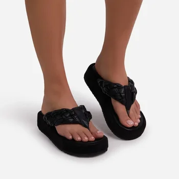 Mână-țesute de Femei Papuci de Vară de Moda Doamnelor Sandale Platforma Confortabil Pantofi de Plaja si slapi Femei Slide-uri