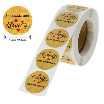 De Vânzare La Cald Bakeware Etichete Autocolante 1 Rola Gust De Afaceri Pentru Acasă Hand Made Cu Dragoste Autocolant Nunta Plic Sigilii