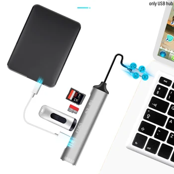De mare Viteză TF Card Reader, Hub USB 3.0 Ultra Slim Splitter PC Laptop Memorii Flash Plug and Play 5 In 1 Cu Cablu de Extensie HDD