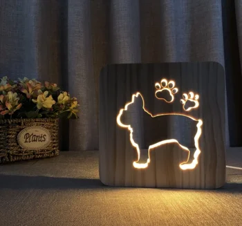 JOYLIVE LED Lampă de Lectură Creativă USB Lumina de Noapte din Lemn Labă de Câine Lup Lampă de Cap Copii Dormitor Decor Cald Ligh tFor Copii