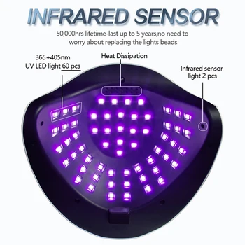60LEDs UV LED Lampa de Unghii Acrilice, Unghii de Gel, Uscător poloneză Atingeți Butonul Auto Joasă a Senzorului de Căldură Modul de Unghii Salon Manichiura Mașină