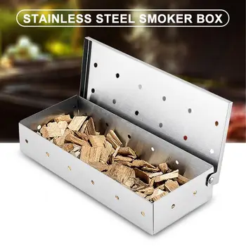 Lavabil Și Pliabil din Oțel Inoxidabil Cutia de Fum de GRĂTAR Fum Cutie de Lemn Cip Fumător Pentru Carne Aromă de Fum Cutie de Grătar Instrument
