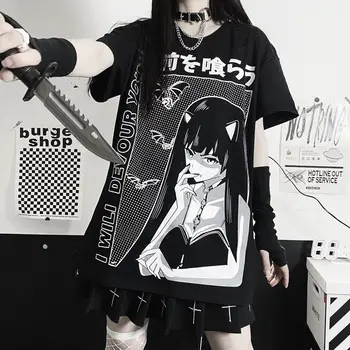 Anime Death Note T-shirt Misa Amane Negru, Tricouri Fete Haioase Streetwear Harajuku Liber Casual de Vara Tricou Pentru Femei Fete