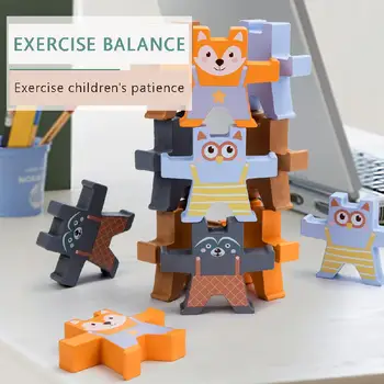Copiii Montessori Din Lemn Animal Urs Echilibru Blocuri Jocuri De Stivuire Bloc Mare Clădire De Lemn Educaționale Pentru Băieți Și Fete De Jucărie