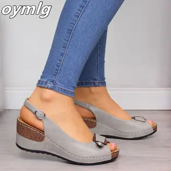 Femei Vara Sandale Confortabile Bow Wedge Sandale Super Moale Premium Ortopedice Tocuri Joase Sandale De Mers Pe Jos De La Picior Corector Cusion 2020