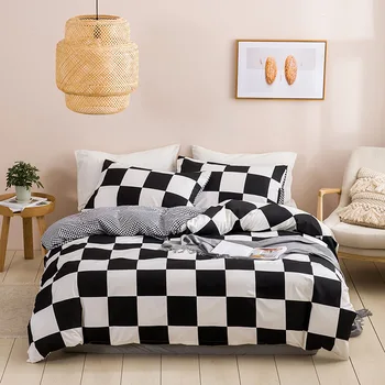 Lenjerie de pat set geometrie seturi de pat alb negru Carpetă Acopere fețe de Pernă dimensiune Europeană Twin Plin Regele Regina dimensiune husă de Pilotă