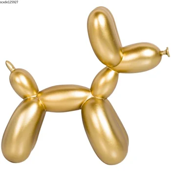 Creative Aur Alb Rășină Drăguț Câine Din Baloane Statuie Desktop Meserii Ornamente De Artă Abstractă Animal Cadouri Decor Acasă