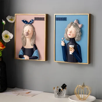 Casa Moderna Decor Camera De Zi Dormitor Pictura Cadouri Arta De Perete Nordic Fata Cu Bule Pictura Decorativa Fata Stil De Decorare Perete