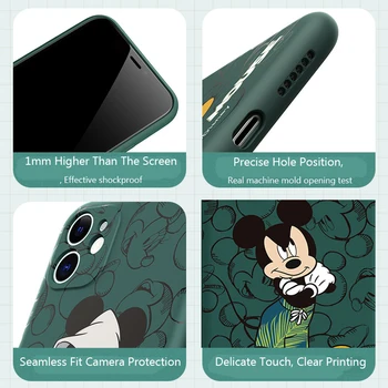 Disney Mickey Mouse Telefon Caz Pentru 11 12 7 8 Pro MAX XR XS SE de Piele-Friendly Lichid de Silicon Telefonul Protejate Acoperă Pernă