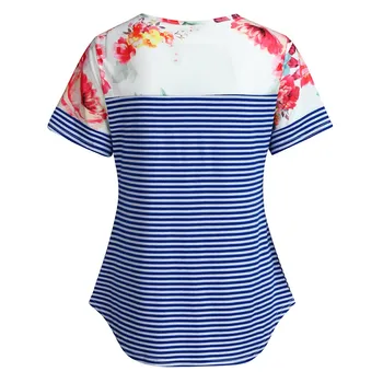 De Maternitate femeilor care Alăptează tricou Maternitate Haine de Vară Moale Dublu Maneci Scurte Florale cu Dungi Imprimate Alăptează Topuri