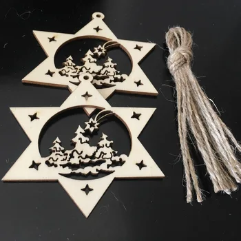 10BUC Lemn Ornamente de Crăciun din Lemn Nefinisat, Agățat de Ornament Felii cu Gaura pentru Petrecerea de Craciun Decoratiuni, Artizanat DIY