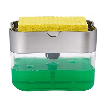 2 în 1 Detergent Lichid de Spălare Recipient Dozator de Presă-tip de Sapun Lichid Cutie Pompa de Organizator cu Burete de Bucatarie Curat Instrument