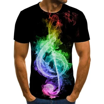 2020 nou hip-hop rock T-shirt de vară pentru bărbați / femei notă scurtă cu mâneci 3D DJ element topuri de moda gât rotund tricou