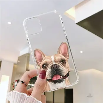 Fierbinte Bulldog francez Câine Telefon Caz Transparent moale Pentru iphone 5 5s 5c 6 se 6s 7 8 11 12 plus mini x xs xr pro max