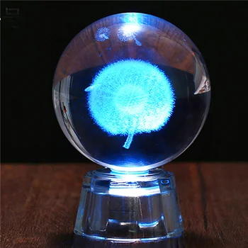 Păpădie Elan 3D Minge de Cristal Luminos Ornamente Aprinde Glob de Zăpadă Lumina de Noapte Acasă Decor Creativ Cristal Cadou