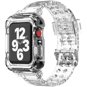 Ghețarul jeleu transparent curea Pentru Apple Watch SE 6 Benzi 42/38mm Sport Correa Pentru Iwatch Seria 6 5 4 3/2/1 Watchband 44/40mm