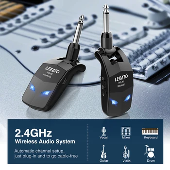 LEKATO 2.4 Ghz ISM Wireless de Chitara Sistem Wireless Reîncărcabilă Chitara Transmițător Receptor Pentru Chitara Electrica Bass cu 4 Canale