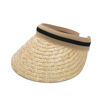 En-gros de Colorat Natural Paie Vizorul Pălării Pentru Femei UV Plaja Palarie Doamnelor Goale Top Soare capace Bentiță Elastică Sport de Răcire Capac