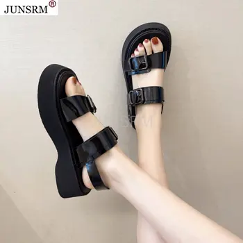 JUNSRM Femei Sandale de Moda de Vară Sandalias Platforma de Moda Sandales 3 cm Toc Catarama de Bază Pantofi Femei Plus Dimensiune 40
