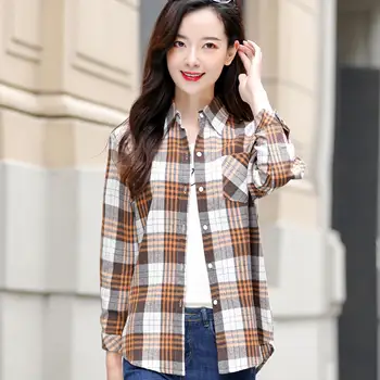 2021 Nou la Modă Primăvara și Toamna cu Maneci Lungi Vrac coreeană Stil Design Versatil Nișă Cămașă Carouri Haina Tricou pentru Femei