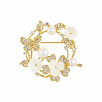 SINZRY NOI coreeană bijuterii accesoriu elegant cubic zircon fluture flori naturale pearl costum pentru femei broșe
