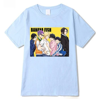 Anime Banana Pește Tricouri cu Mâneci Scurte Barbati Bluze Camasi Casual Scurt Teuri Harajuku
