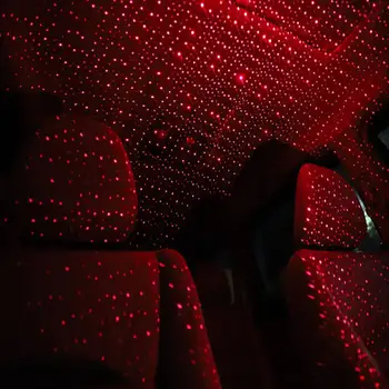 Roșu USB Masina Atmosferă de Lumină Mașină de Decoratiuni Interioare Tavan Stele Lumina de Proiecție Mașină de Lumina Bling Masina Pandantiv Dotari