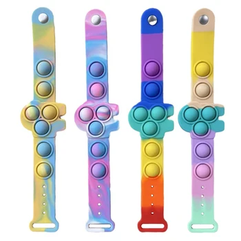 Silicon Tie-Dye Împinge Bubble Bratara Frământa Jucării Autism de Relief de Stres Jucarie Portabil Senzoriale Bratara Jucării pentru Copii pentru Adulti Cadouri
