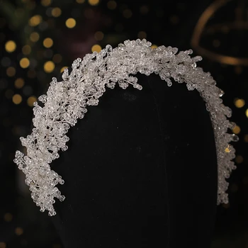 Mireasa Vintage de Argint Plin de Cristal Mare banda de Păr pentru Mirese Shinny Cristale Hairhoop Diadema de Mireasa Bucată de Păr de Nunta Bentita