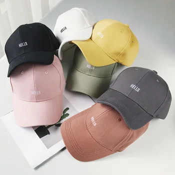 Șapcă de Baseball pentru Femei de Vară 2019 Noi Ins Stil Scrisoare Brodate SALUT Pălării de Soare Alb Negru Galben Reglabil Dimensiuni Mari Monofazate Pălării