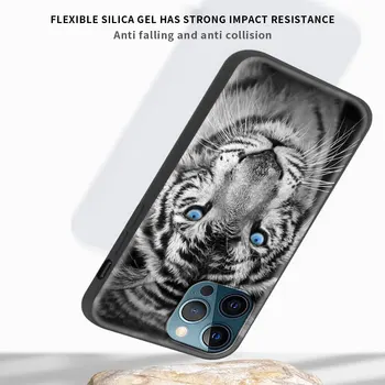 Telefon Caz pentru iPhone 11 Pro Cover Pentru iphone 12 Pro Max 7 8 Plus XR SE 2020 X XS Funda Negru Coajă Leu Animal lup