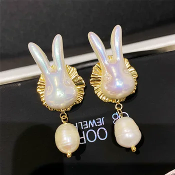 2021 New Sosire Drăguț Modă Iepure Simulate-perla Legăna Cercei Pentru Femei de Moda de Metal Boucle D'oreille Partid Cadouri Bijuterii