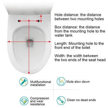 Scaun de wc cu Capac Soft Close Lux Durabil Îngroșa Universal de Înaltă Calitate Baie Material PP